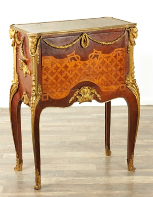 Lot 1344 - A 20TH CENTURY FRENCH ORMOLU MOUNTED KINGWOOD AND MARQUETRY INLAID SECRETAIRE CABINET