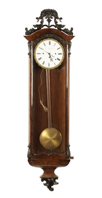 Lot 990 - A 19TH CENTURY FOUR TRAIN GRAND SONNERIE BIEDERMEIER REGULATOR WALL CLOCK WITH ALARM