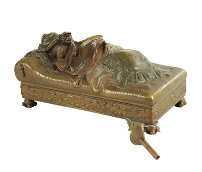 Lot 740 - A LATE 19TH / EARLY 20TH CENTURY AUSTRIAN COLD-PAINTED EROTIC BRONZE CASKET IN THE MANOR OF FRANZ BERGMAN