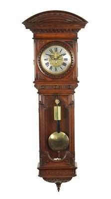 Lot 1010 - A. BERTL, WIEN. AN UNUSUAL OAK CASED WEIGHT DRIVEN VIENNA WALL CLOCK