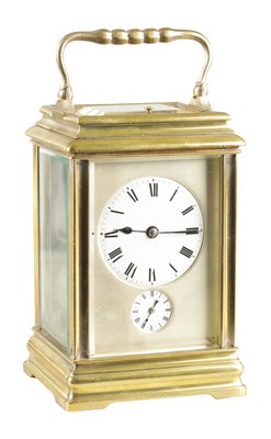 Lot 1146 - A LARGE LATE 19TH CENTURY FRENCH GRAND SONNERIE QUARTER CHIMING CARRIAGE CLOCK WITH ALARM
