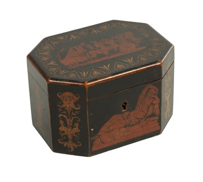 Lot 892 - A REGENCY PAINTED TEA CADDY