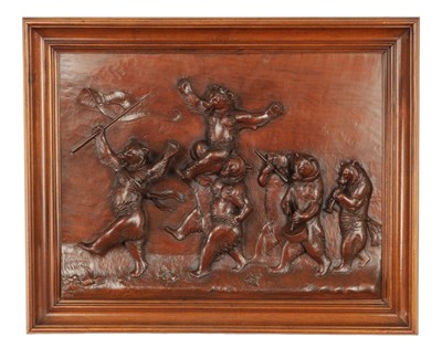 Lot 1081 - A GOOD LATE 19TH CENTURY CARVED LINDENWOOD BLACK FOREST HANGING PLAQUE