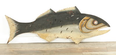 Lot 761 - A DECORATIVE 19TH CENTURY PAINTED METAL WEATHER VAINE SAIL MODELLED AS A FISH