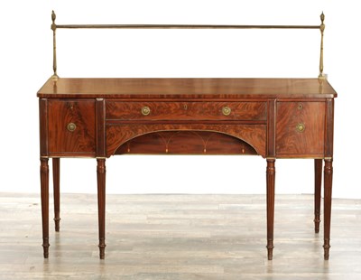 Lot 1242 - GIILOWS LANCASTER. AN EARLY 19TH CENTURY FIGURED MAHOGANY SIDEBOARD