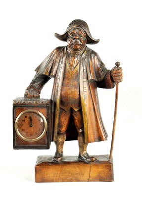 Lot 974 - A LATE 19TH CENTURY CARVED BLACK FOREST FIGURAL CLOCK FROM THE OLIVER TWIST NOVEL