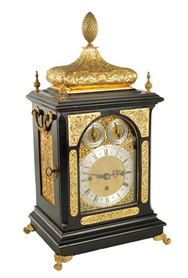 Lot 1074 - A LATE 19TH CENTURY ENGLISH MINIATURE TRIPLE FUSEE QUARTER CHIMING BRACKET CLOCK