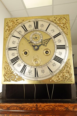 Lot 1066 - THOMAS WESTOBY LONDINI FECIT. A WILLIAM AND MARY PANELLED WALNUT AND SEAWEED MARQUETRY EIGHT-DAY LONGCASE CLOCK