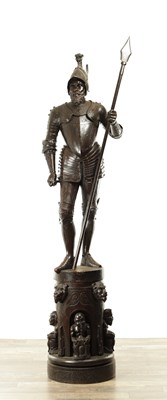 Lot 925 - A GOOD 19TH CENTURY LARGE CARVED WALNUT FIGURE OF CHARLES V OF SPAIN