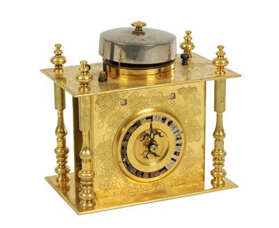 Lot 1147 - A MID 19TH CENTURY JAPANESE GILT BRASS MAKURA DOKEI CLOCK