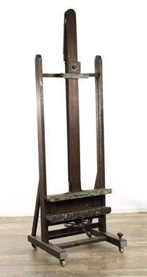 Lot 1289 - A GOOD EARLY 20TH CENTURY OAK ADJUSTABLE ARTIST'S EASEL