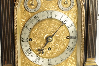 Lot 1481 - A FINE AND IMPRESSIVE LATE 19TH CENTURY BRASS INLAID BOULLE WORK AND EBONSIED THREE TRAIN BRACKET CLOCK