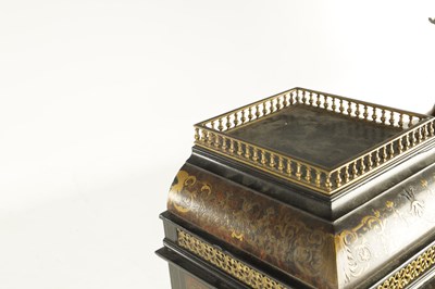 Lot 1481 - A FINE AND IMPRESSIVE LATE 19TH CENTURY BRASS INLAID BOULLE WORK AND EBONSIED THREE TRAIN BRACKET CLOCK