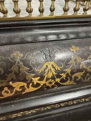 Lot 1481 - A FINE AND IMPRESSIVE LATE 19TH CENTURY BRASS INLAID BOULLE WORK AND EBONSIED THREE TRAIN BRACKET CLOCK