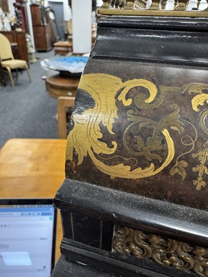 Lot 1481 - A FINE AND IMPRESSIVE LATE 19TH CENTURY BRASS INLAID BOULLE WORK AND EBONSIED THREE TRAIN BRACKET CLOCK