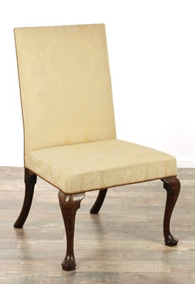 Lot 1282 - A GEORGE I WALNUT UPHOLSTERED SIDE CHAIR