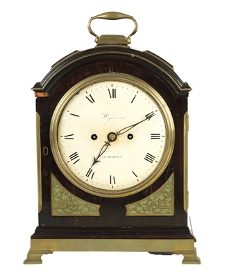 Lot 1207 - WIGHTMAN LONDON - A REGENCY TRIPLE PAD TOP BRASS MOUNTED EBONISED EIGHT DAY BRACKET CLOCK