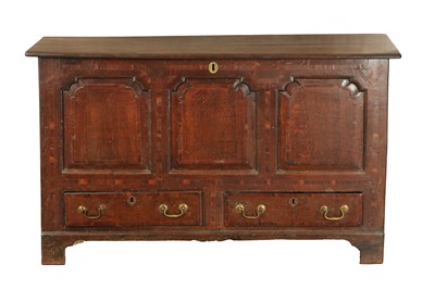 Lot 1251 - AN EARLY 18TH CENTURY JOINED OAK MULE CHEST