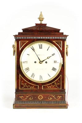 Lot 1000 - ASHFORD - BETHNAL GREEN RD. (LONDON) - A LATE REGENCY FIGURED MAHOGANY, BRASS MOUNTED AND INLAID EIGHT-DAY BRACKET CLOCK