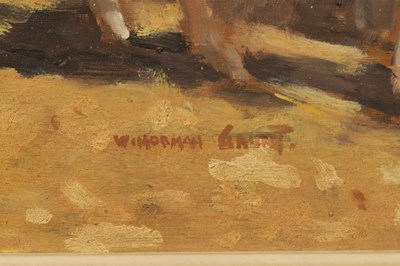 Lot 992 - WILLIAM NORMAN GAUNT (1918-2001) A 20TH CENTURY OIL ON BOARD DONKEYS AND CHILDREN PLAYING ON A BEACH