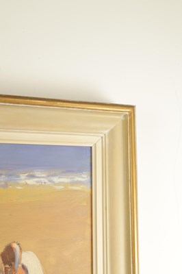 Lot 992 - WILLIAM NORMAN GAUNT (1918-2001) A 20TH CENTURY OIL ON BOARD DONKEYS AND CHILDREN PLAYING ON A BEACH