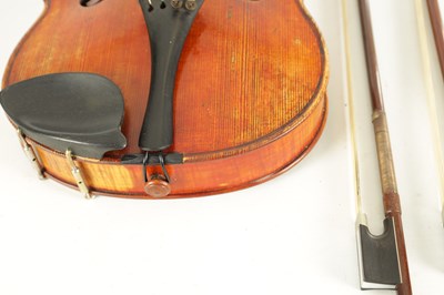 Lot 567 - AN INTERESTING ANTIQUE VIOLIN IN A PAXMAN CASE WITH THREE BOWS