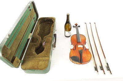 Lot 567 - AN INTERESTING ANTIQUE VIOLIN IN A PAXMAN CASE WITH THREE BOWS