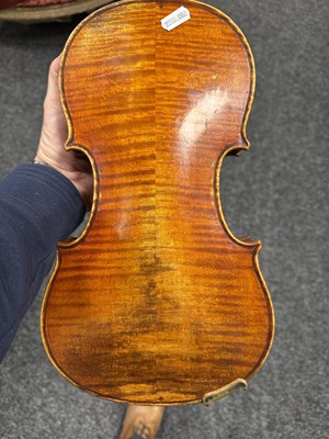 Lot 567 - AN INTERESTING ANTIQUE VIOLIN IN A PAXMAN CASE WITH THREE BOWS