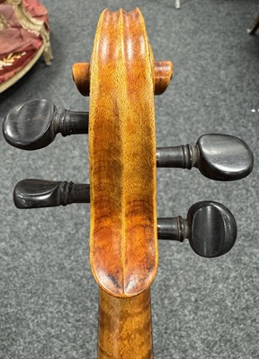 Lot 567 - AN INTERESTING ANTIQUE VIOLIN IN A PAXMAN CASE WITH THREE BOWS