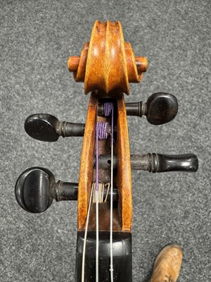 Lot 567 - AN INTERESTING ANTIQUE VIOLIN IN A PAXMAN CASE WITH THREE BOWS