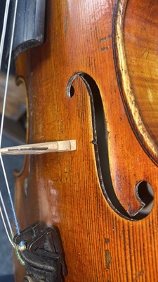 Lot 567 - AN INTERESTING ANTIQUE VIOLIN IN A PAXMAN CASE WITH THREE BOWS