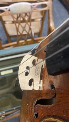 Lot 567 - AN INTERESTING ANTIQUE VIOLIN IN A PAXMAN CASE WITH THREE BOWS