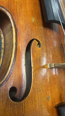 Lot 567 - AN INTERESTING ANTIQUE VIOLIN IN A PAXMAN CASE WITH THREE BOWS