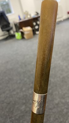 Lot 488 - A LATE 19TH CENTURY TAPERING HORN WALKING CANE OF SECTIONAL FORM