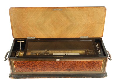 Lot 576 - A GOOD 19TH CENTURY SWISS MUSIC BOX PLAYING SIX TUNES
