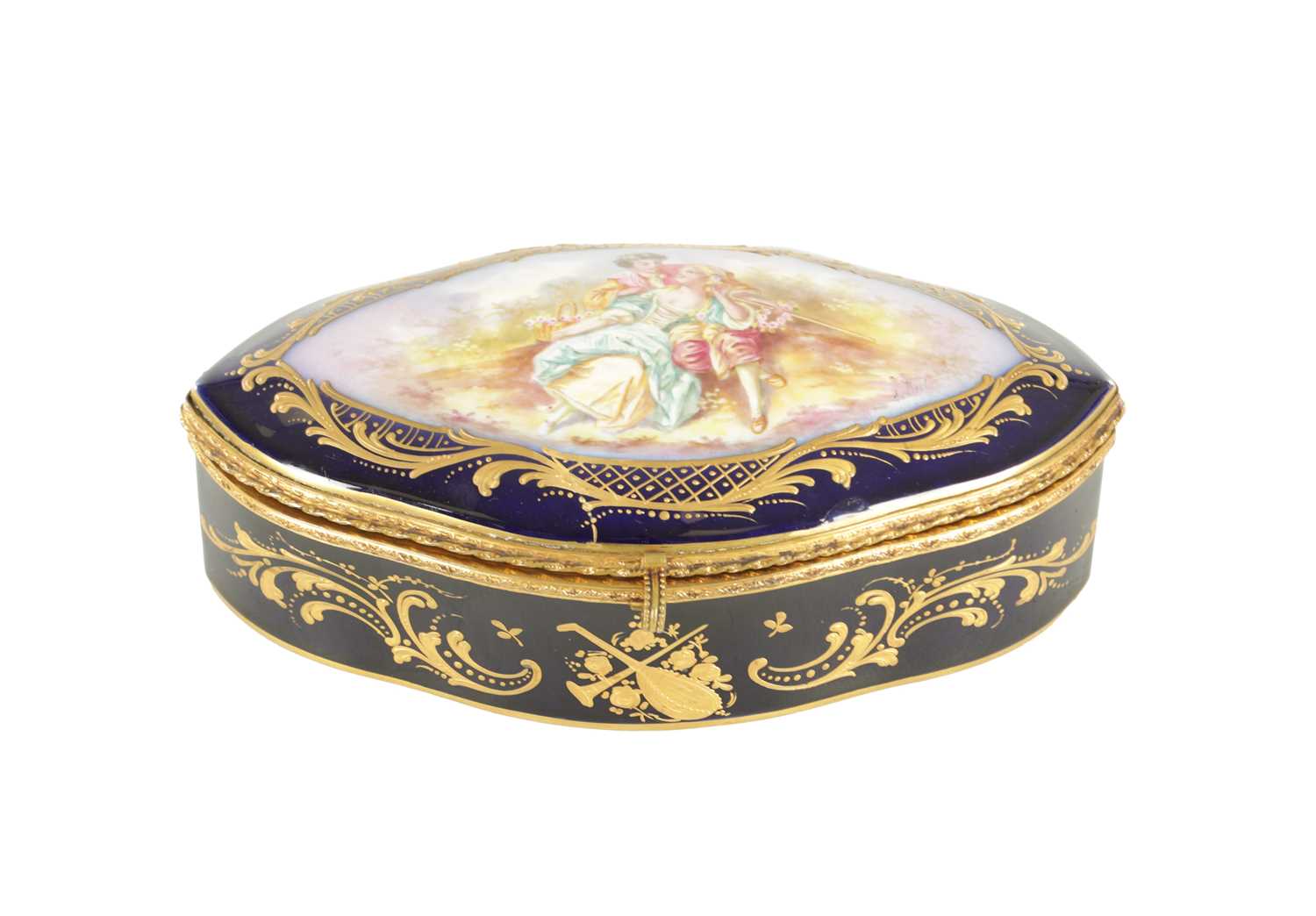 Lot 36 - A LATE 19TH CENTURY FRENCH SEVRES PORCELAIN AND GILT BRASS BOX