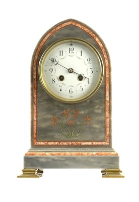 Lot 1039 - A LATE 19TH CENTURY FRENCH PIETRA DURA MARBLE MANTEL CLOCK