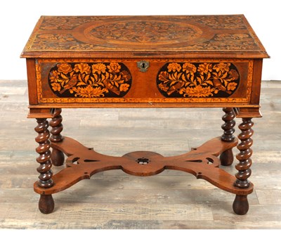 Lot 1377 - A WILLIAM AND MARY MARQUETRY SIDE TABLE