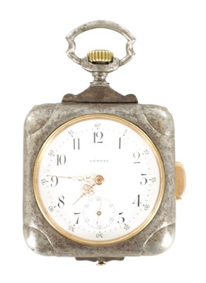 Lot 368 - A SQUARE GUN METAL CASED QUARTER REPEATING POCKET WATCH