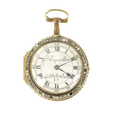 Lot 360 - A LATE 18TH CENTURY FRENCH GILT AND ENAMEL PAIR CASED POCKET WATCH