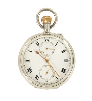 Lot 358 - A SILVER OPEN FACED CHRONOGRAPH POCKET WATCH