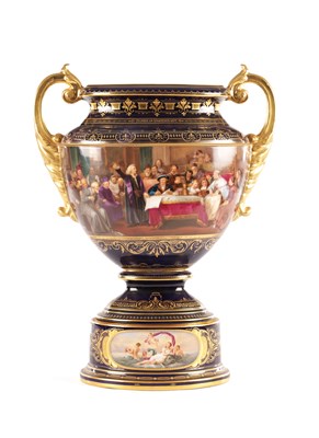 Lot 114 - A LARGE LATE 19TH CENTURY VIENNA STYLE PORCELAIN VASE