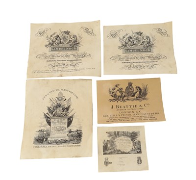 Lot 676 - A COLLECTION OF FOUR GUN MAKERS TRADE LABELS
