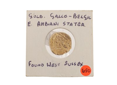 Lot 541 - A GOLD GALLO BELGIC E AMBIANI STATER COIN
