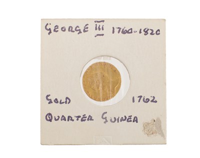 Lot 592 - A GEORGE III GOLD 1/4 GUINEA