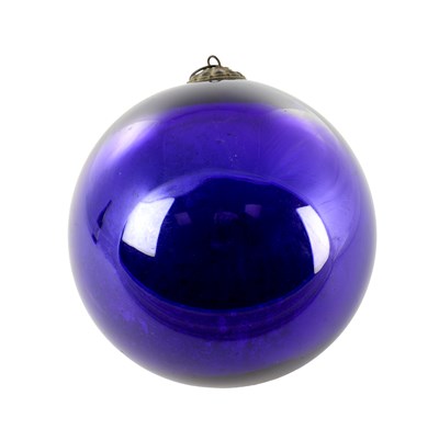 Lot 25 - A LATE 19TH CENTURY BLUE GLASS WITCHES BALL