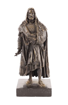 Lot 881 - A 19TH CENTURY BRONZE SCULPTURE OF A KING
