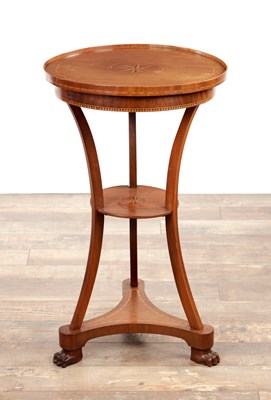 Lot 1375 - A 19TH CENTURY INLAID MAHOGANY JARDINIERE TABLE