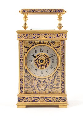 Lot 1725 - A LATE 19TH CENTURY FRENCH CHAMPLEVE ENAMEL CARRIAGE CLOCK