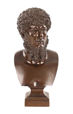 Lot 874 - A 19TH CENTURY BRONZE BUST OF THE EMPEROR LUCIUS VERUS